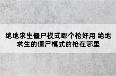 绝地求生僵尸模式哪个枪好用 绝地求生的僵尸模式的枪在哪里